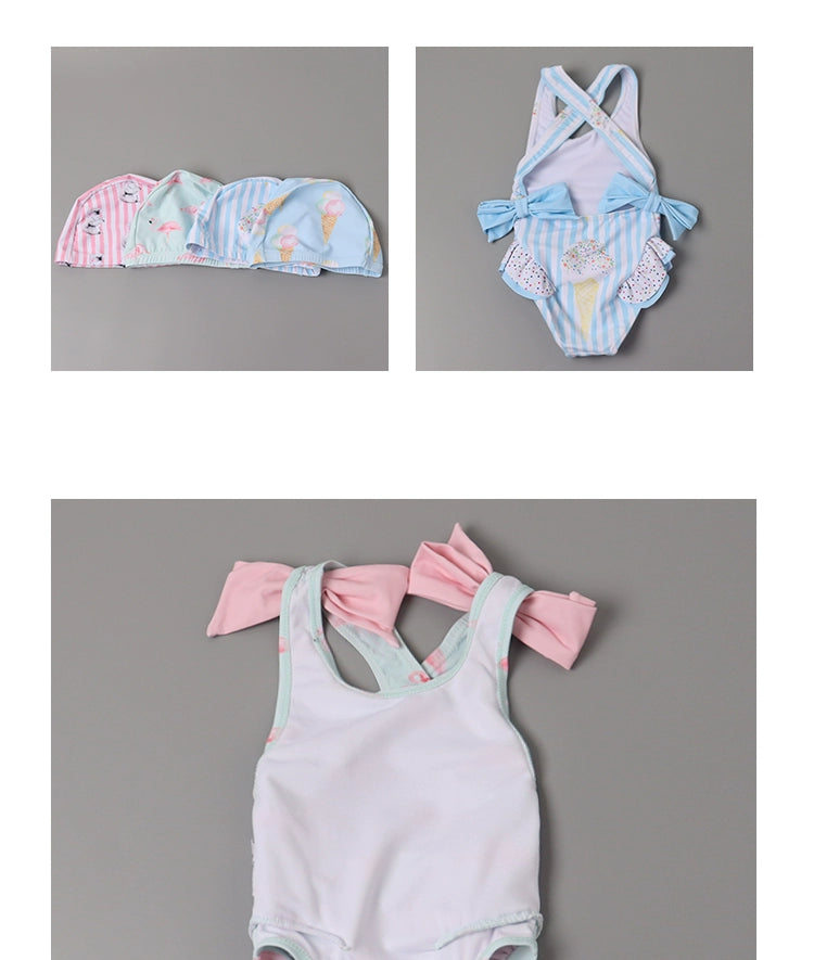 Girls' One-Piece Swimsuit with Bows