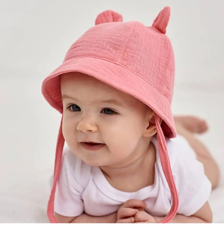 Soft Cotton Baby Bucket Hat with Ears