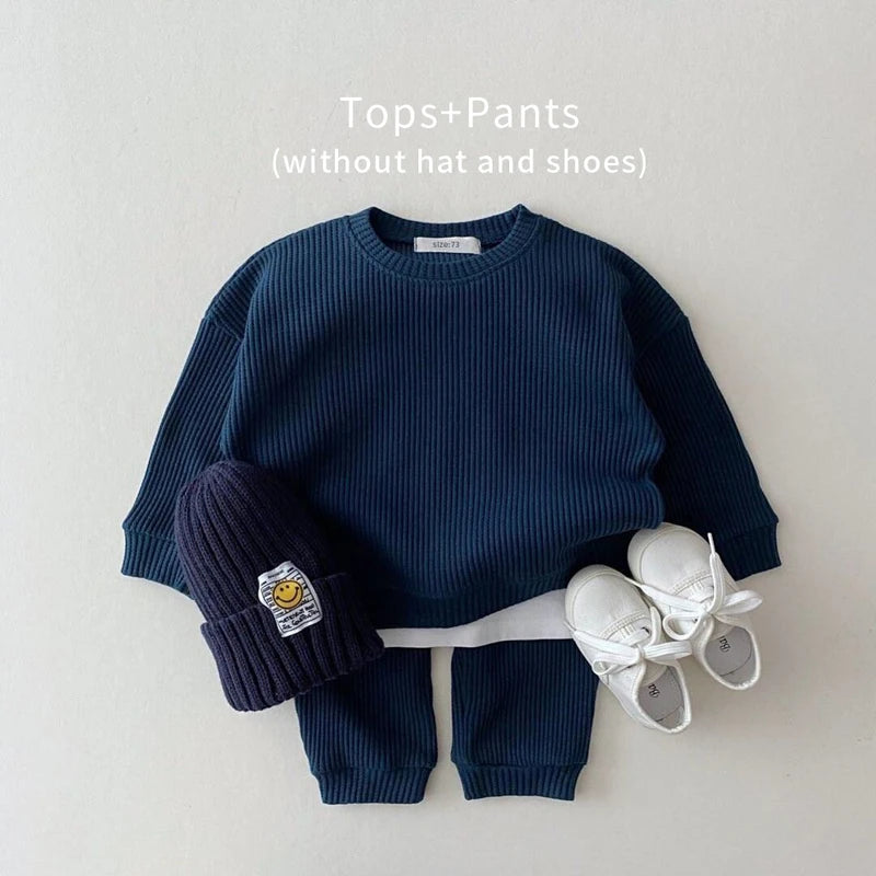 Ribbed Cotton Solid Colored Sweater Set 6M-3T