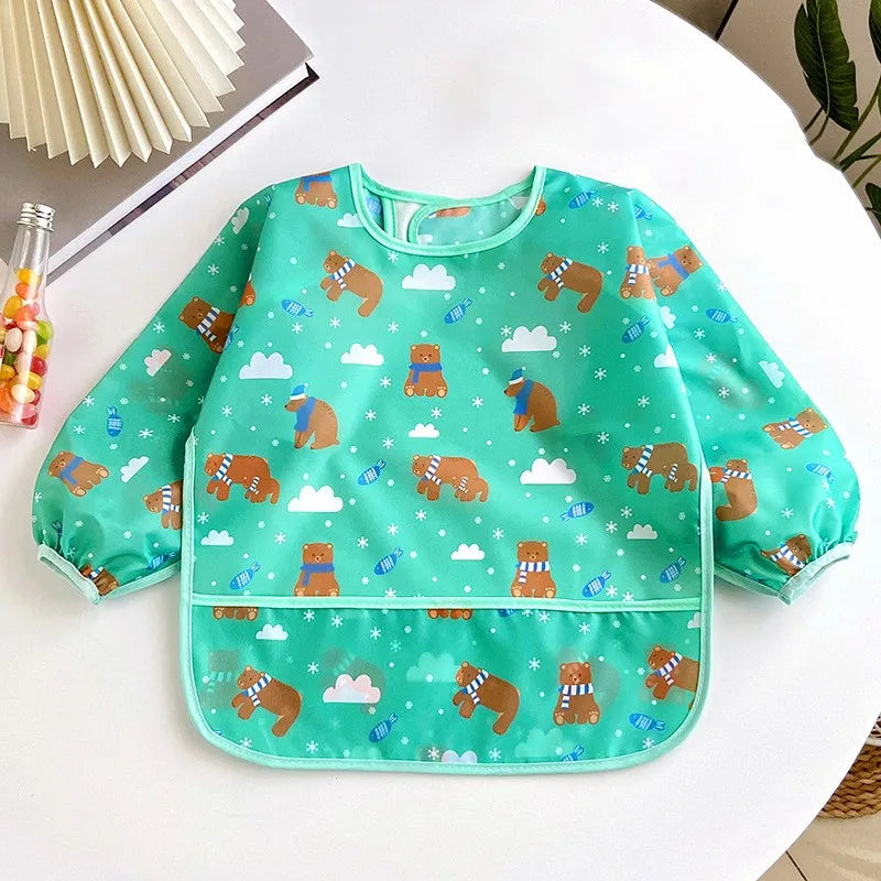 Waterproof Long-Sleeve Baby Bib – Cute &amp; Mess-Free Feeding Apron