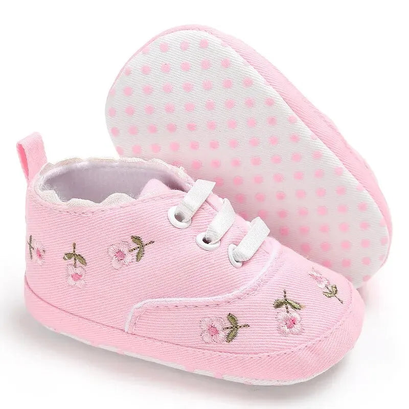 Infant Girl's White/Pink Floral Shoes