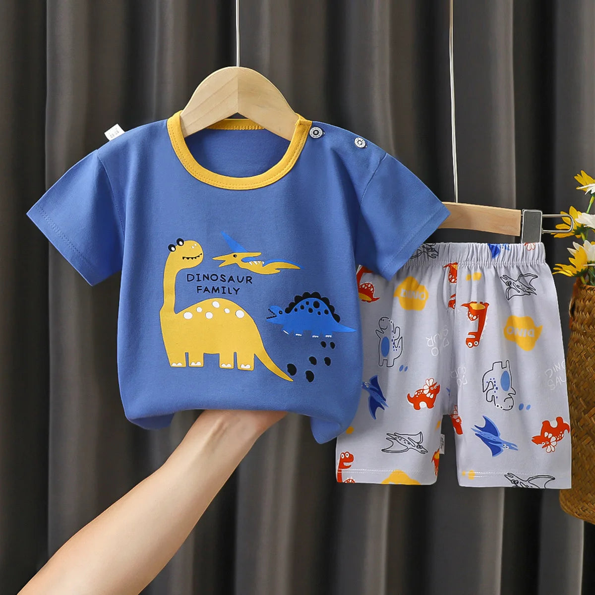 Cartoon Animal Print Pajama Set 6M-6Y