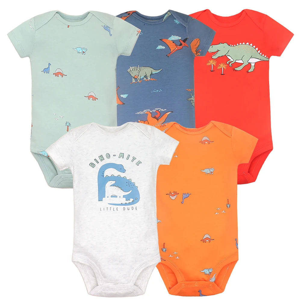 5pc 100% Cotton Short Sleeve Onesies  6-24M