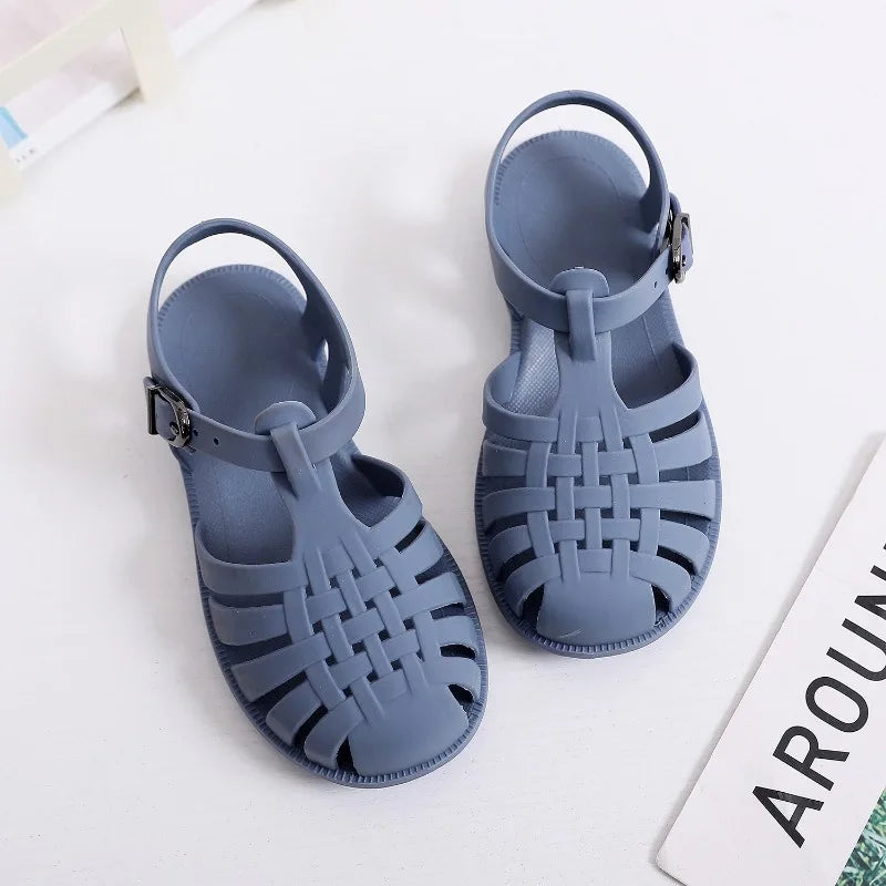 Leather Buckle-Strap Summer Sandals