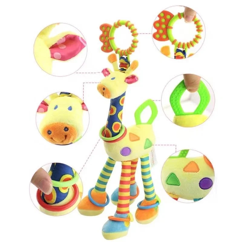 Giraffe Plush Rattle Teething Hanging Toy