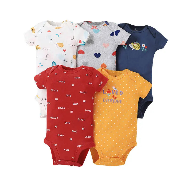 5pc 100% Cotton Short Sleeve Onesies  6-24M