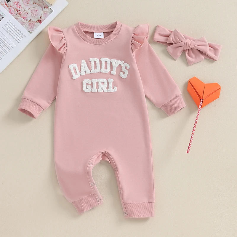 "Daddy's Girl" Long-Sleeve Onesie with Matching Bow