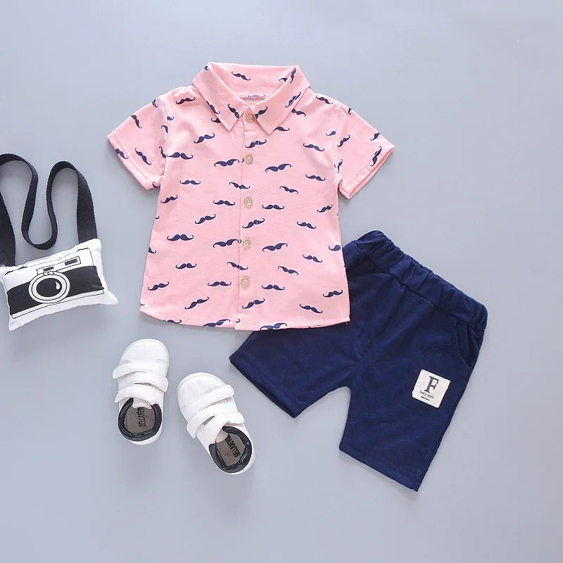 Toddler Boys' Button-Up Collar Shirt & Shorts Set