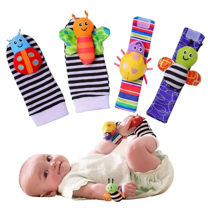 4ct Baby Wrist Straps and Socks Rattle