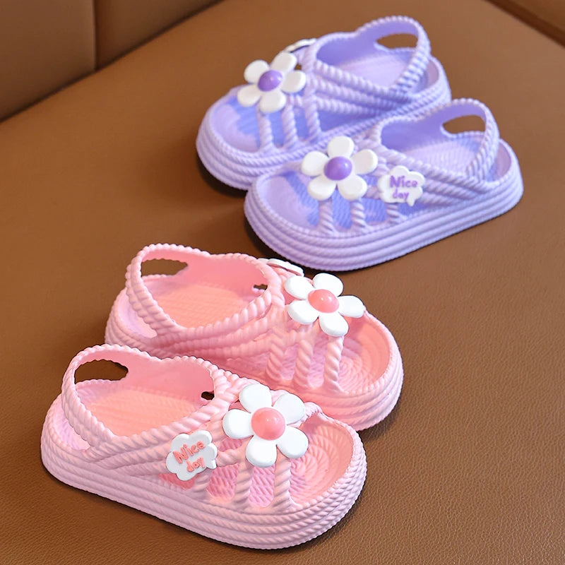 Toddlers' Slip-On Flower Pattern Sandal Flats