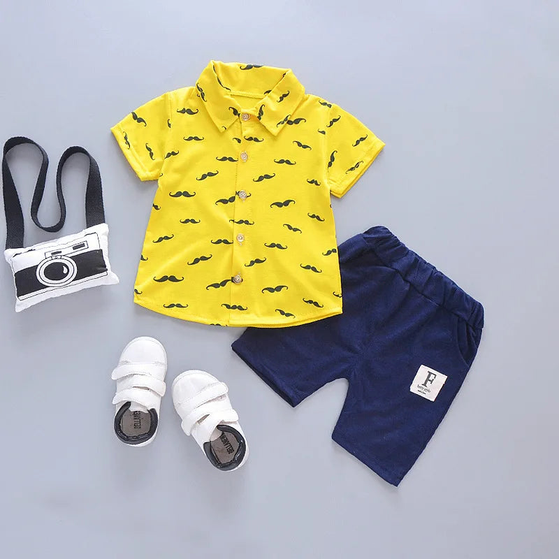 Toddler Boys' Button-Up Collar Shirt & Shorts Set