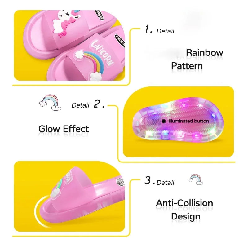 Toddler Girls Light Up Unicorn Slippers