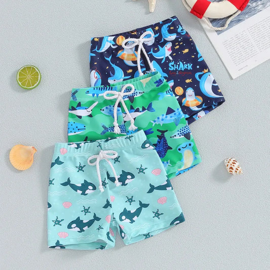 Toddler Boys' Shark Print Swim Trunks