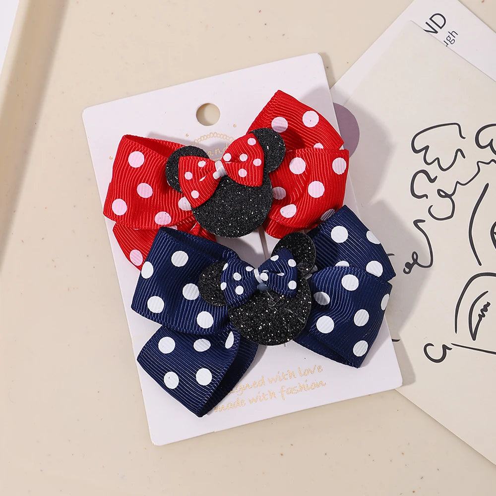 2pcs Set Polka Dot Hair Bow Clips