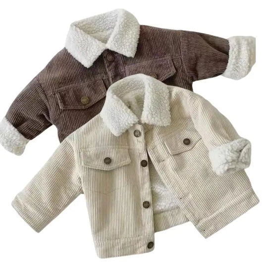 Children Outerwear Thick Lamb Velvet Coat For Girls Infant Kids Casual Corduroy Jacket Autumn Winter Baby Boys Clothes