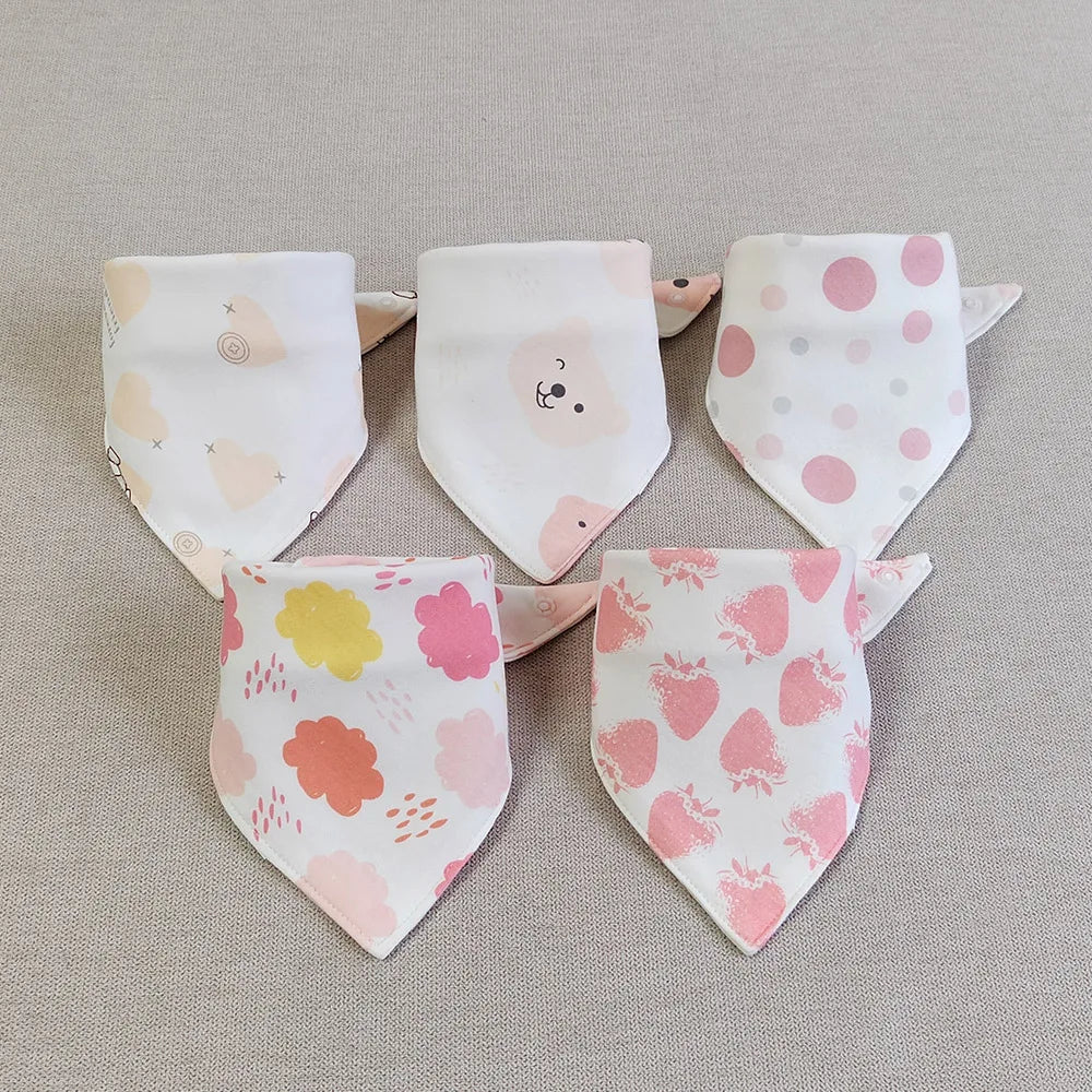 5Pcs Baby Bandana Bibs – Soft & Absorbent Cotton Saliva Towels