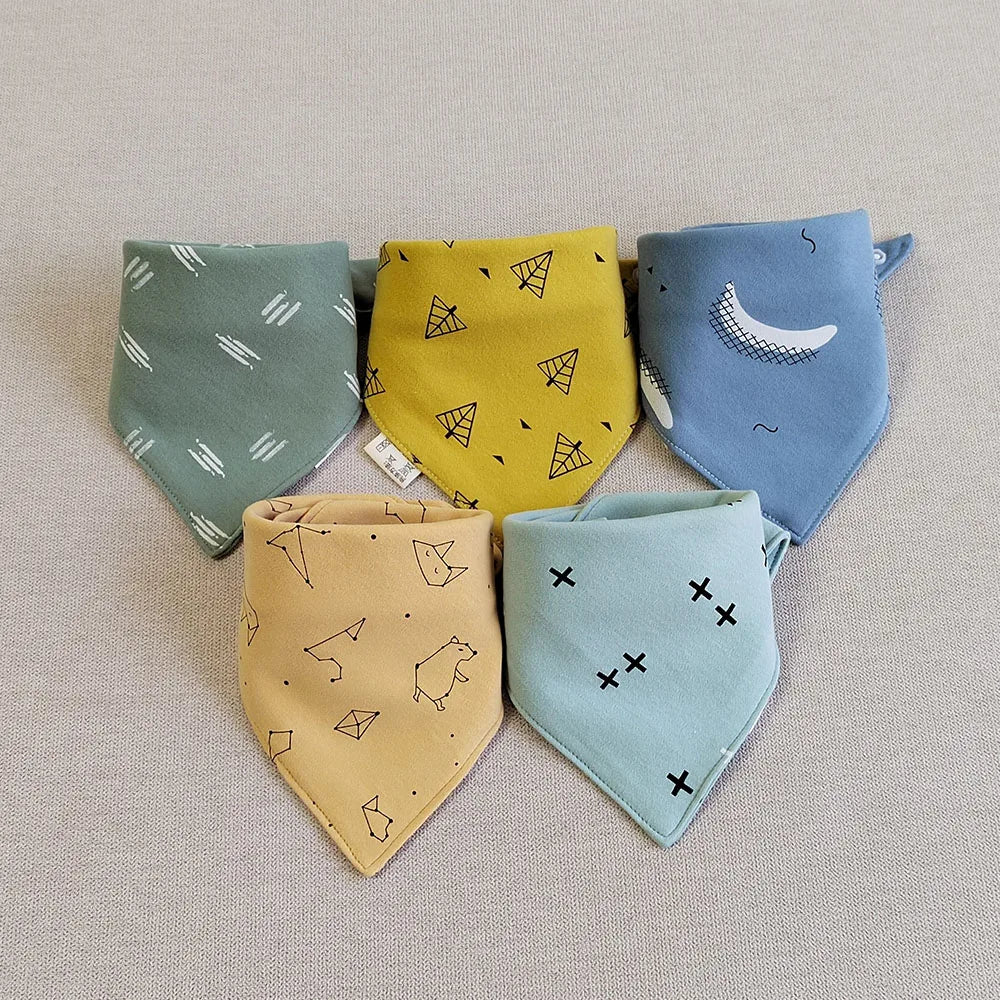 5Pcs Baby Bandana Bibs – Soft & Absorbent Cotton Saliva Towels