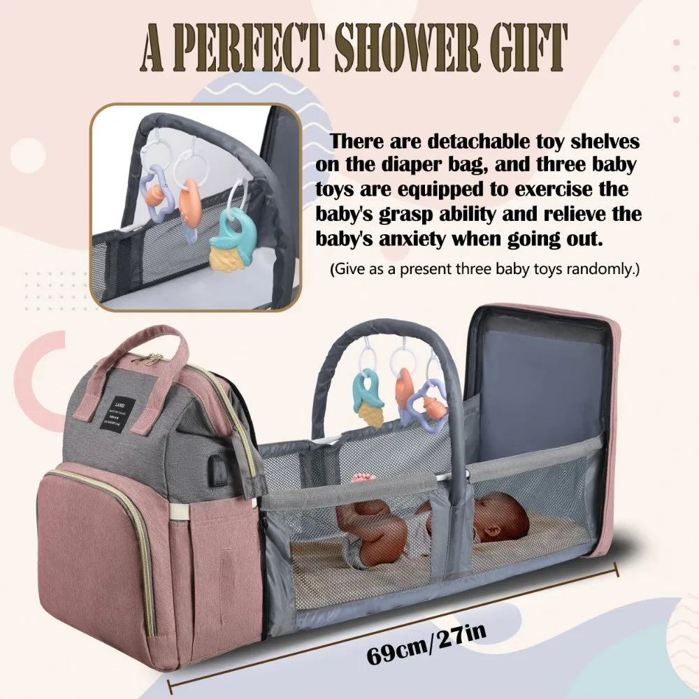 2in1 Large Capacity Diaper Bag with Changing Mat Attached