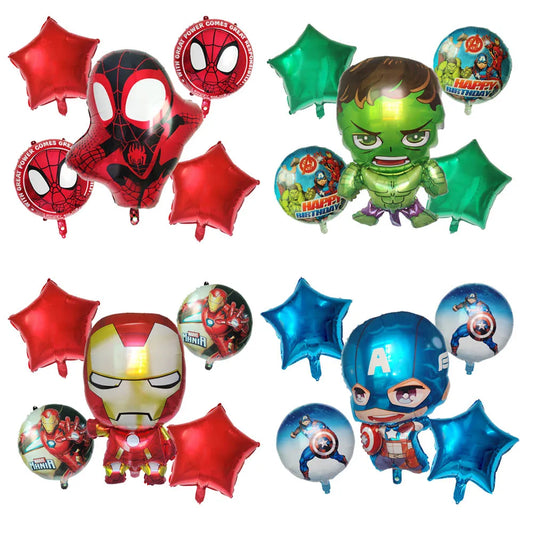 5pcs Marvel Character Aluminum Birthday Balloons