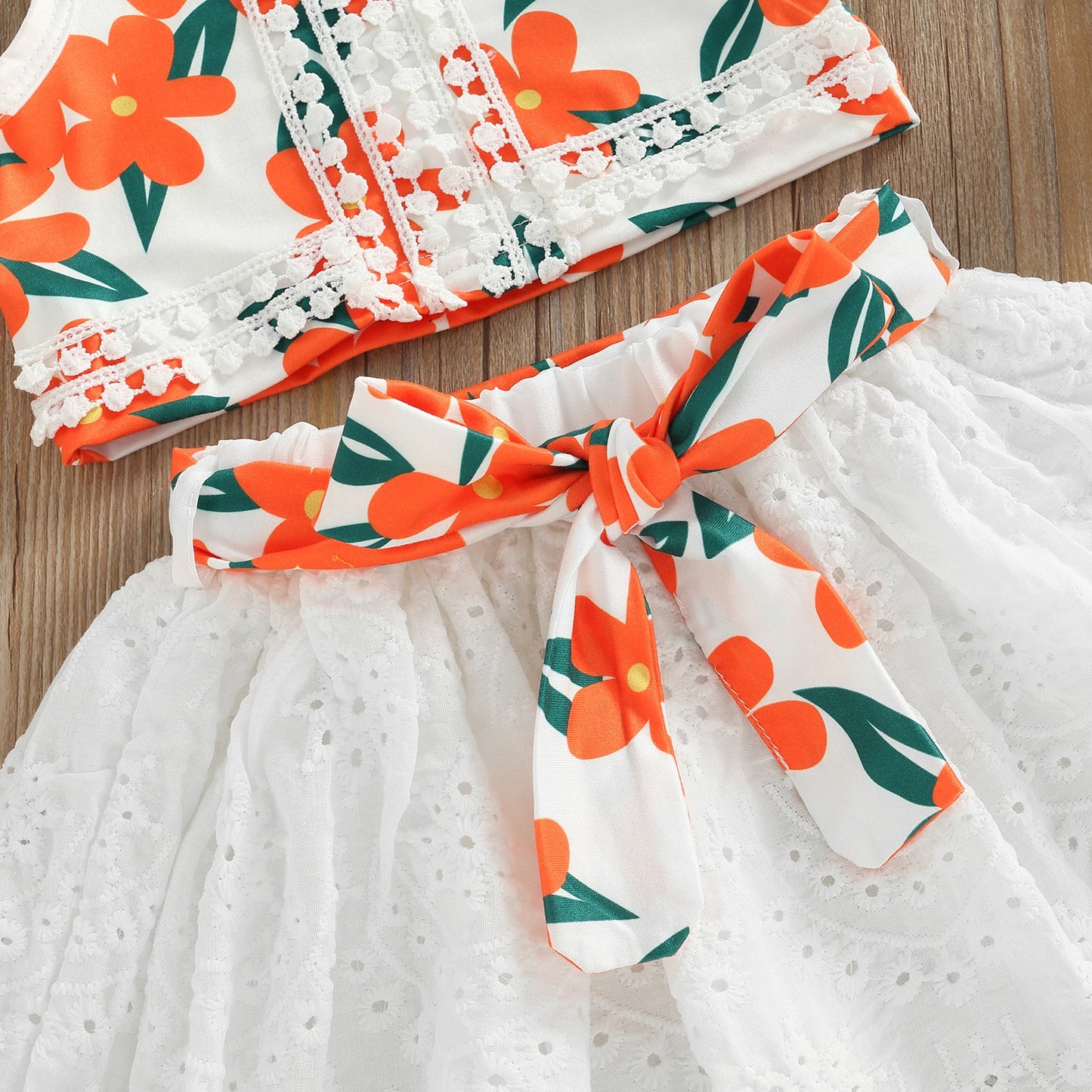 2-Piece Floral Spaghetti Strap and Skirt Set