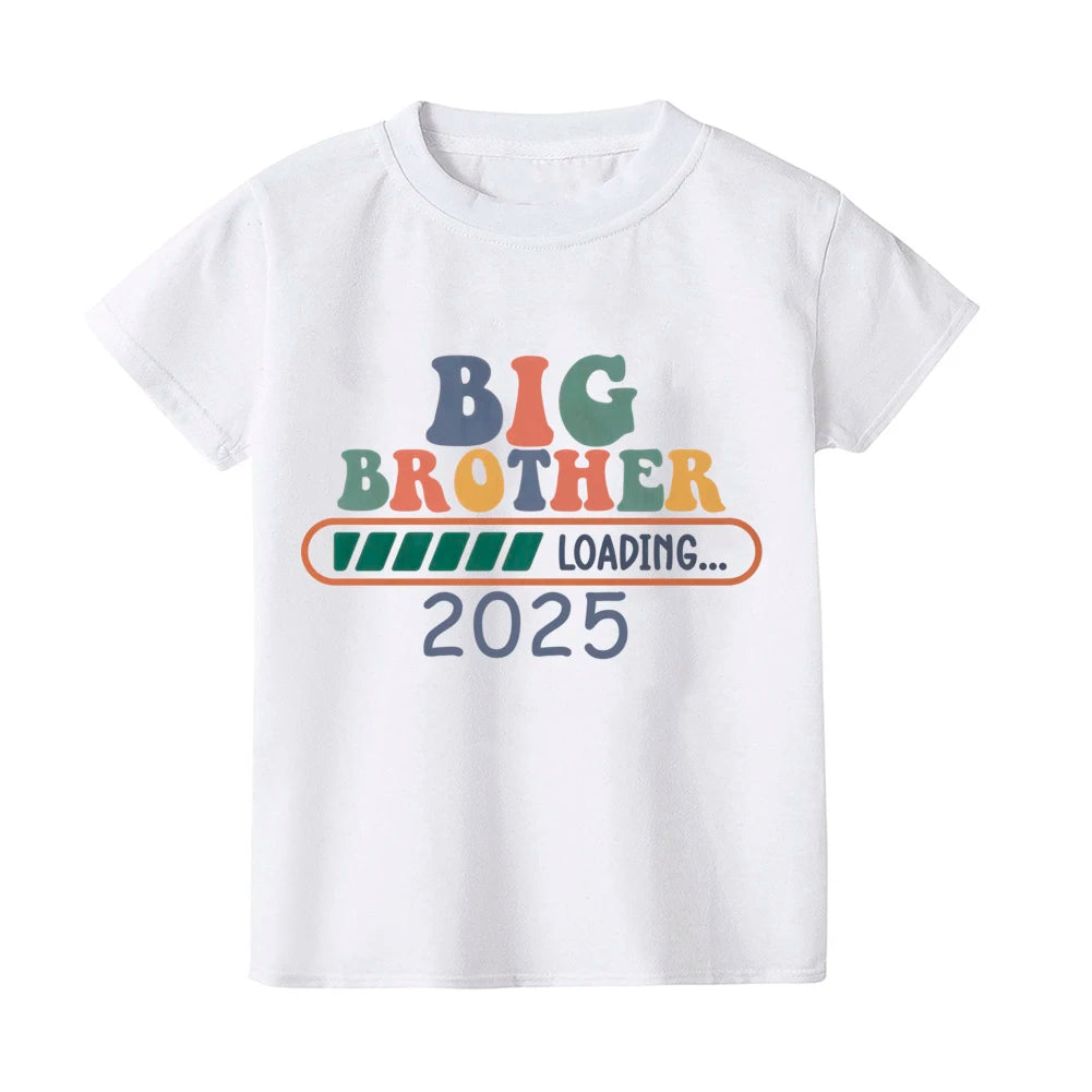 Big Brother Loading 2025 Kids T-Shirt – Casual Pregnancy Announcement Tee