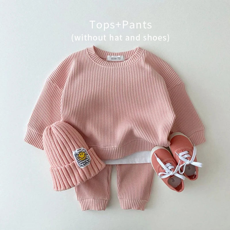 Ribbed Cotton Solid Colored Sweater Set 6M-3T