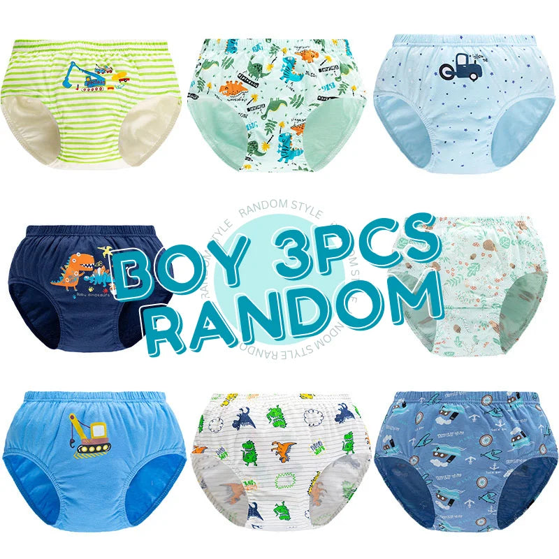 3-Piece Boys' Dinosaur Print Underwear Set