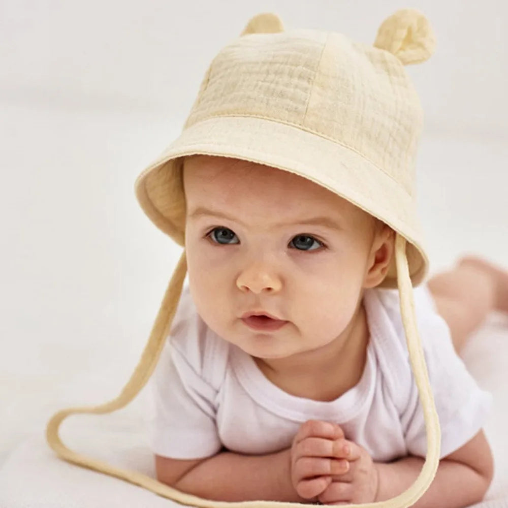 Soft Cotton Baby Bucket Hat with Ears