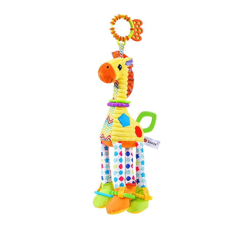 Plush Animal Rattle with Built-in Teether