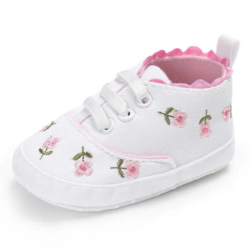 Infant Girl's White/Pink Floral Shoes