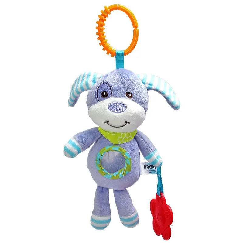 Plush Animal Rattle with Built-in Teether