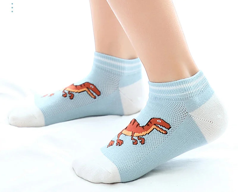 5ct Pack Boys' Dinosaur Ankle Socks