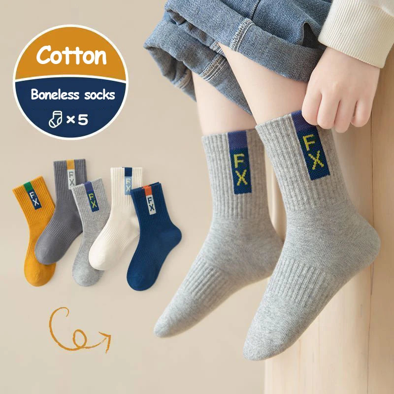 5 Pairs Children's Socks – Comfortable & Resilient Sports Socks for Boys (1-16 Years) 🧦🏃‍♂️