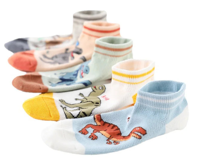 5ct Pack Boys' Dinosaur Ankle Socks