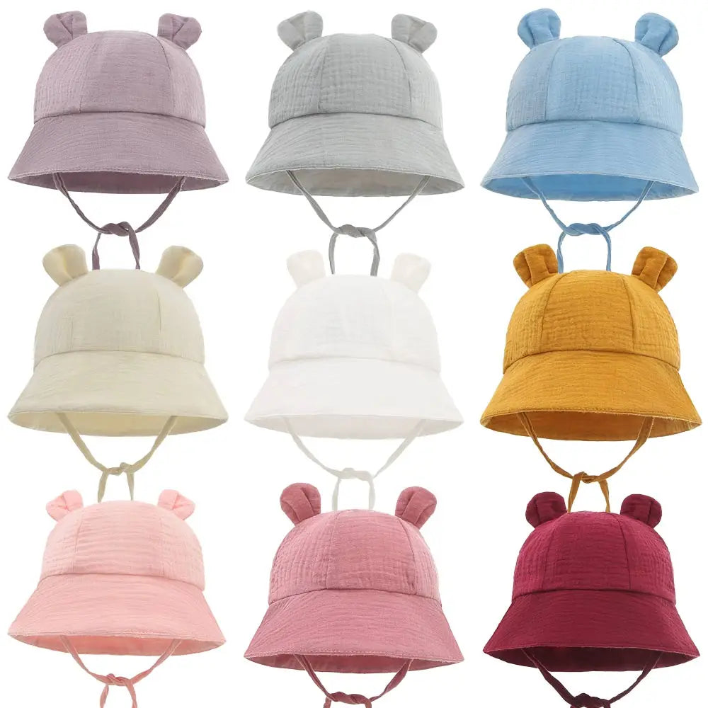 Soft Cotton Baby Bucket Hat with Ears