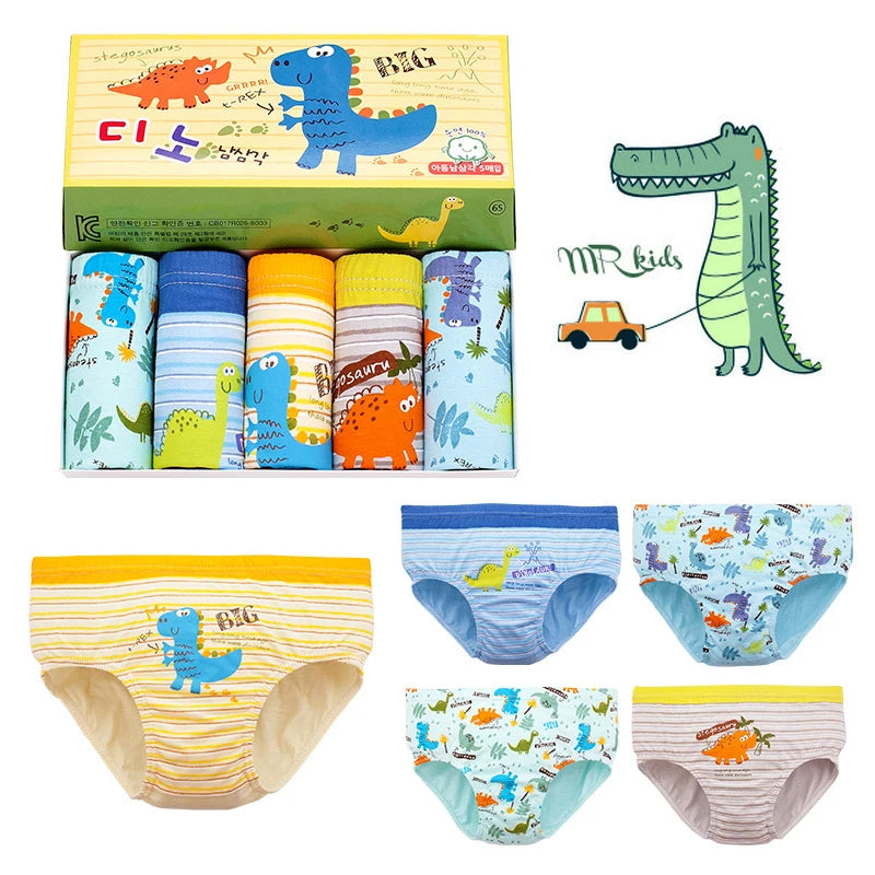 3-Piece Boys' Dinosaur Print Underwear Set