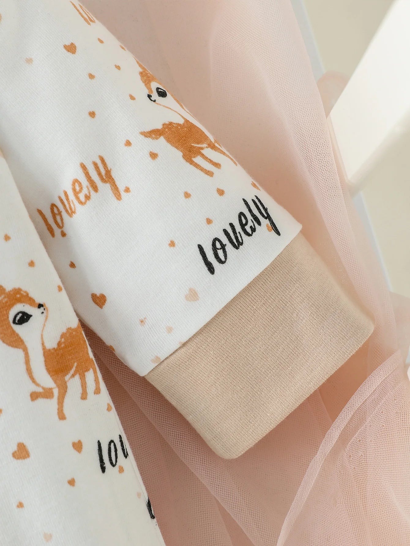 4-Piece Baby Girls' Long-Sleeve Cartoon Deer Onesie Set