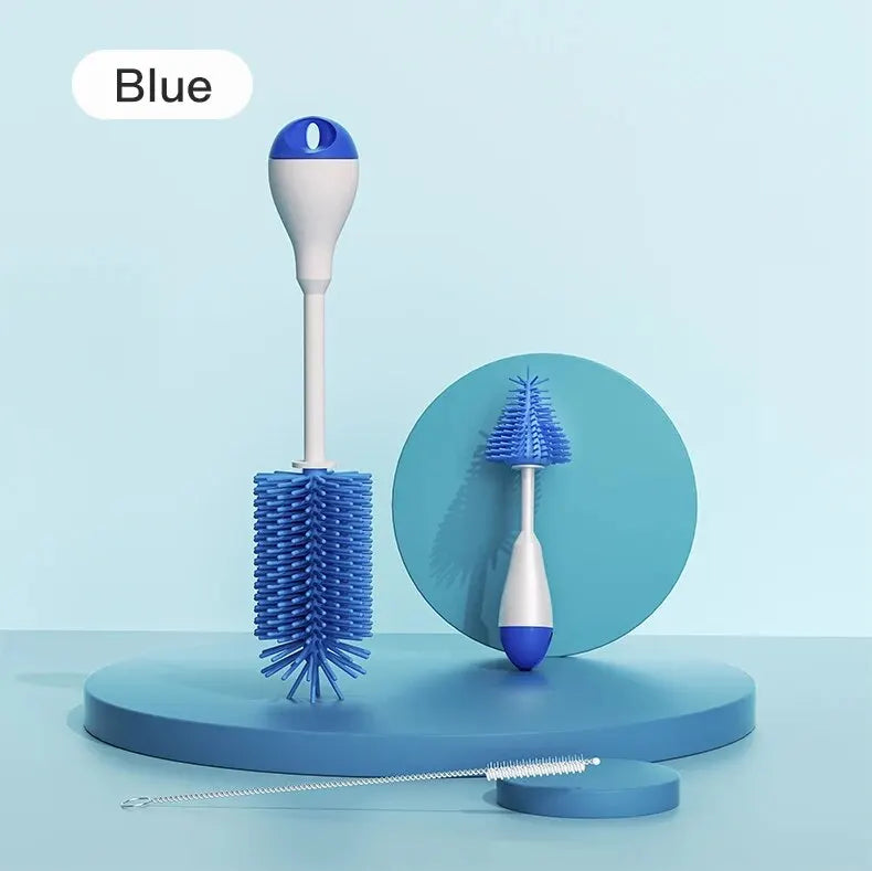 360° Rotation 3-in-1 Silicone Baby Bottle & Pacifier Cleaning Brush Set