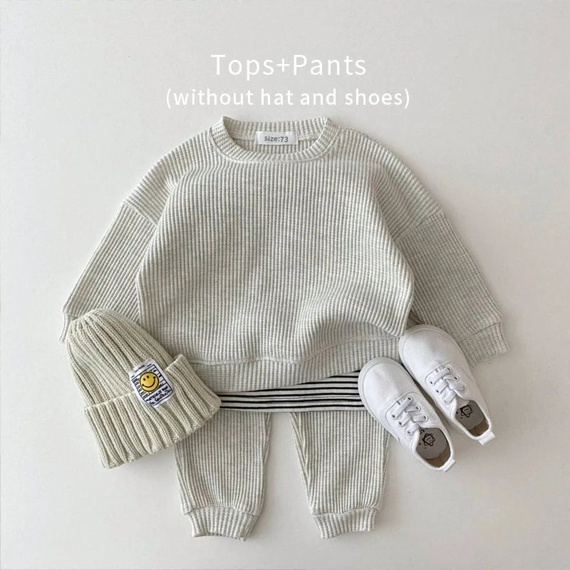 Ribbed Cotton Solid Colored Sweater Set 6M-3T