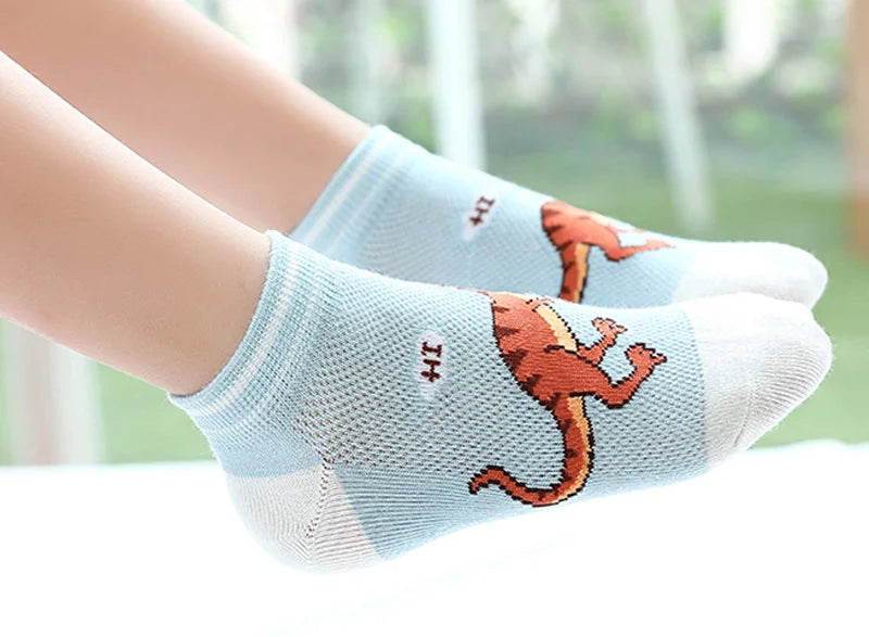 5ct Pack Boys' Dinosaur Ankle Socks