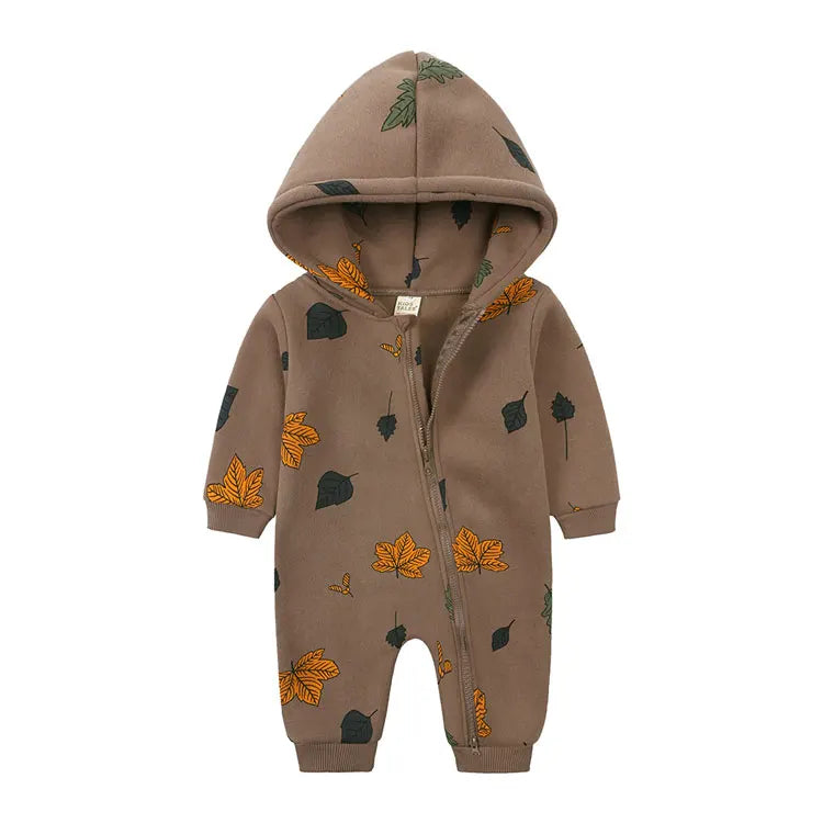 Cartoon Print Long Sleeve Hooded Onesie 3-24 Months