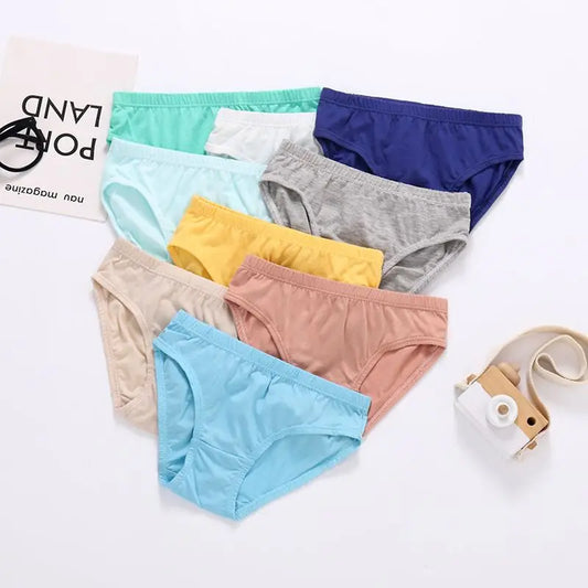 12-Piece Girls Solid Colored Cotton Underwear