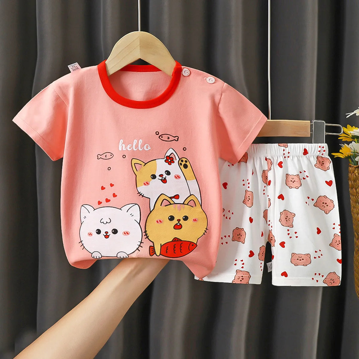 Cartoon Animal Print Pajama Set 6M-6Y