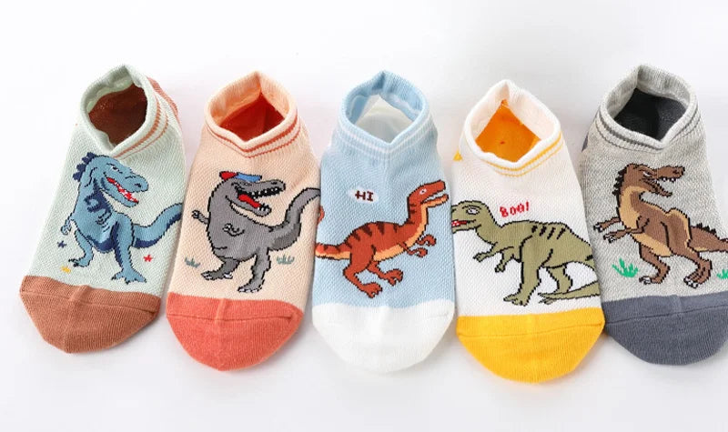 5ct Pack Boys' Dinosaur Ankle Socks