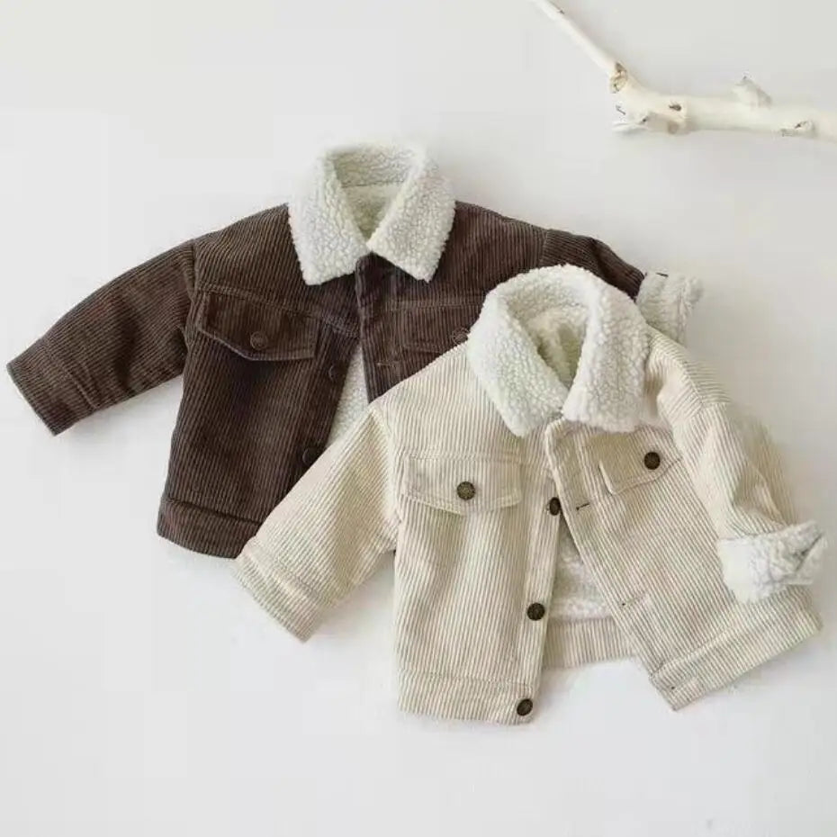 Children Outerwear Thick Lamb Velvet Coat For Girls Infant Kids Casual Corduroy Jacket Autumn Winter Baby Boys Clothes