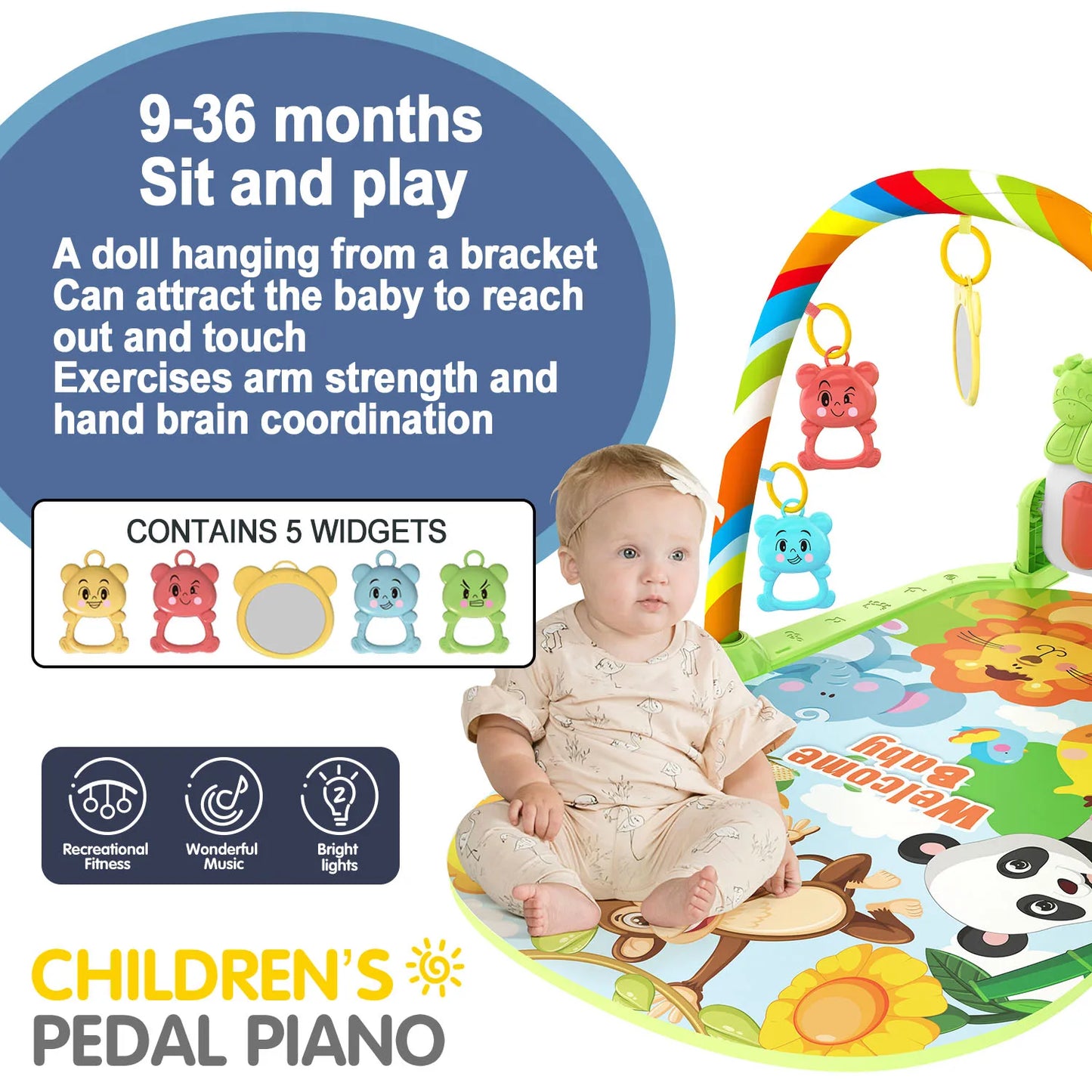 Tummy Time Activity Mat with Detachable Piano