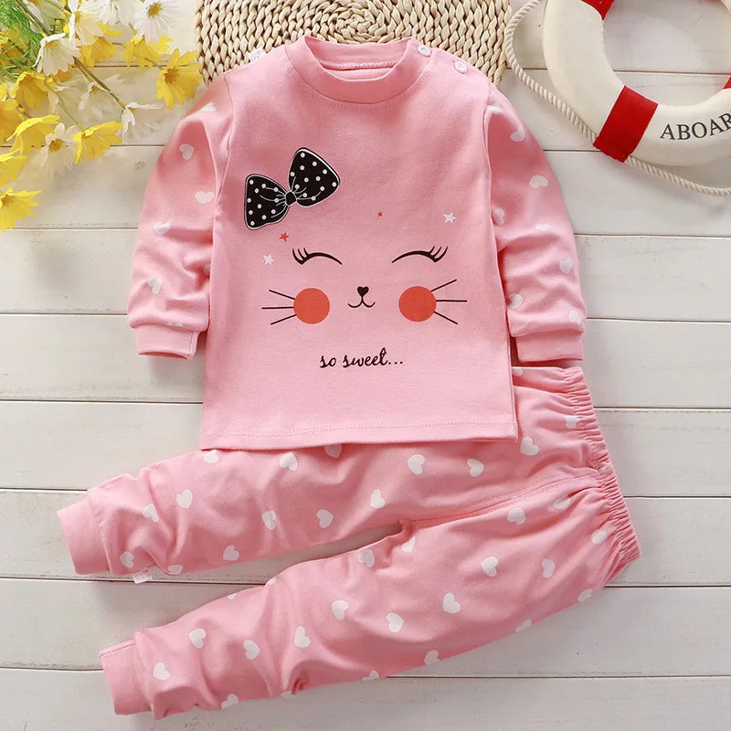 Pink Cat Pajama Set 6M-6Y