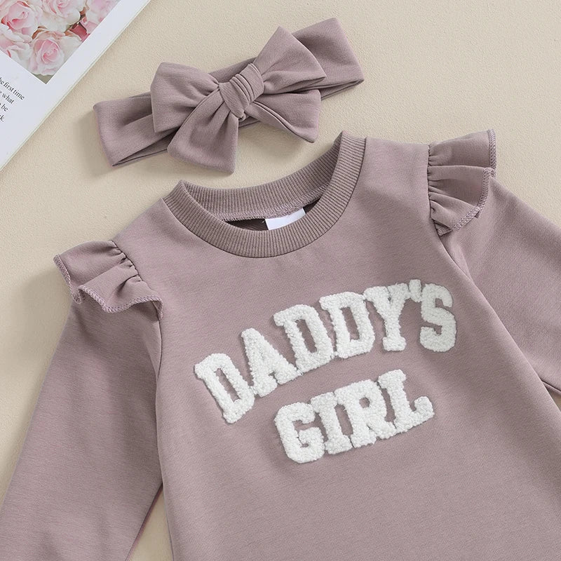 "Daddy's Girl" Long-Sleeve Onesie with Matching Bow