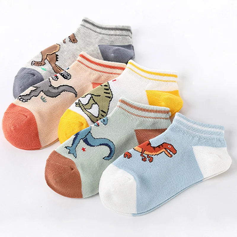 5ct Pack Boys' Dinosaur Ankle Socks