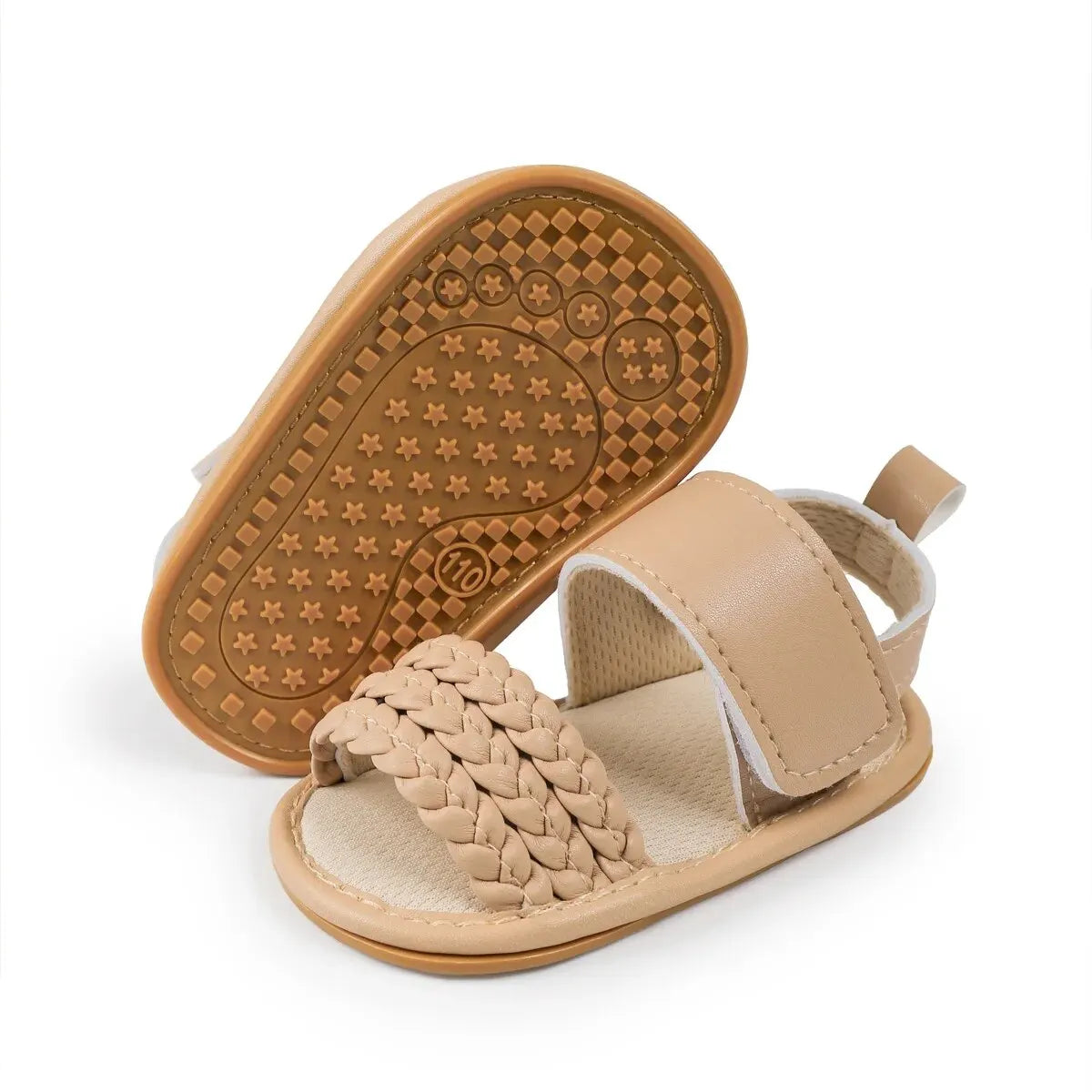 Girls Braid Pattern Open Toe Summer Flat Sandals